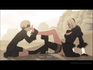 Android yorha 2b x 9s nsfw footjob foot fetish femdom 3d sex porno hentai eng sub by kusujinn nierautomata