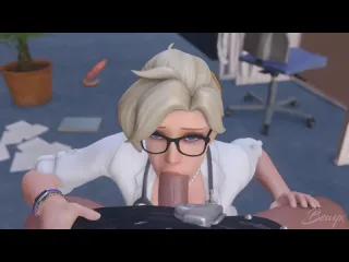 Mercy nsfw oral sex minet blowjob deepthroat facefuck orgasm swallow cum 3d sex porno hentai by bewyx overwatch